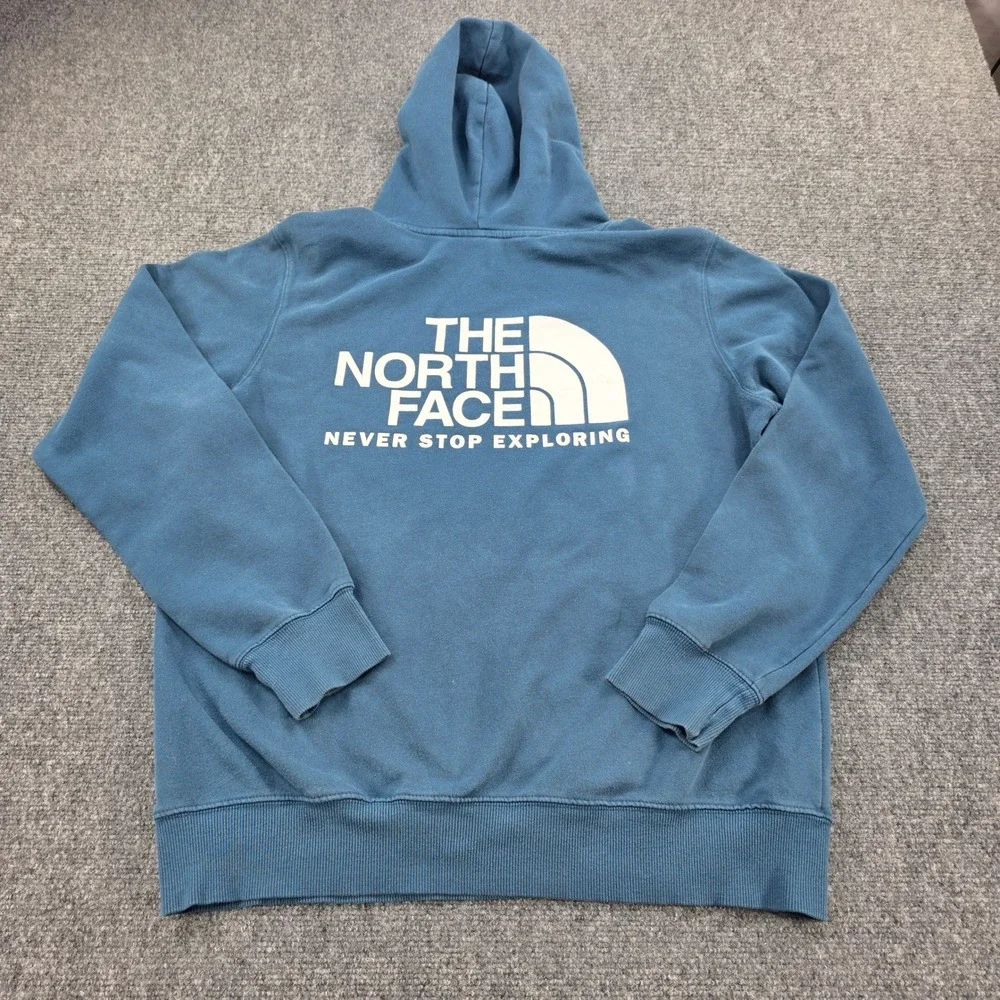 The North Face Mens M Half Dome Blue Hoodie Sweatshirt Never Stop Exploring Logo